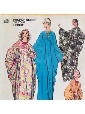 70s Vintage Simplicity 5680 Caftan Pattern Jiffy Sewing Pattern Cut Complete